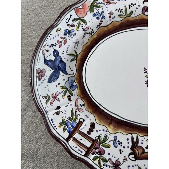 Vtg Holu Ceramic Pottery Portugal Large Tureen Underplate & Ladle Hand Painted - Picture 4 of 16